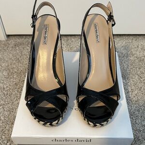 Charles David Black Patent Leather Heels